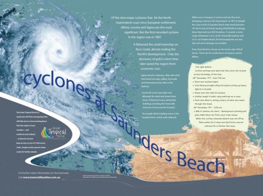 Image 1. The Saunders Beach Cyclone sign. Designed and installed by Thuringowa City Council.